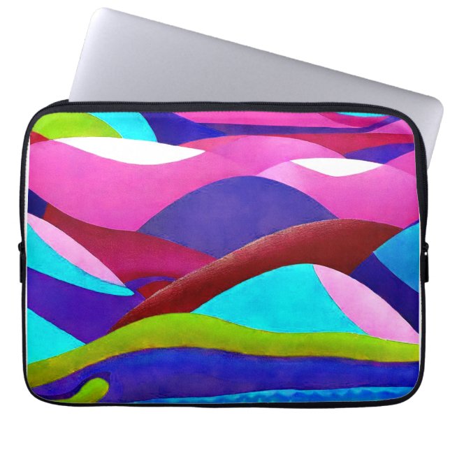 Colorful Ocean Hills Laptop Sleeve (Front)