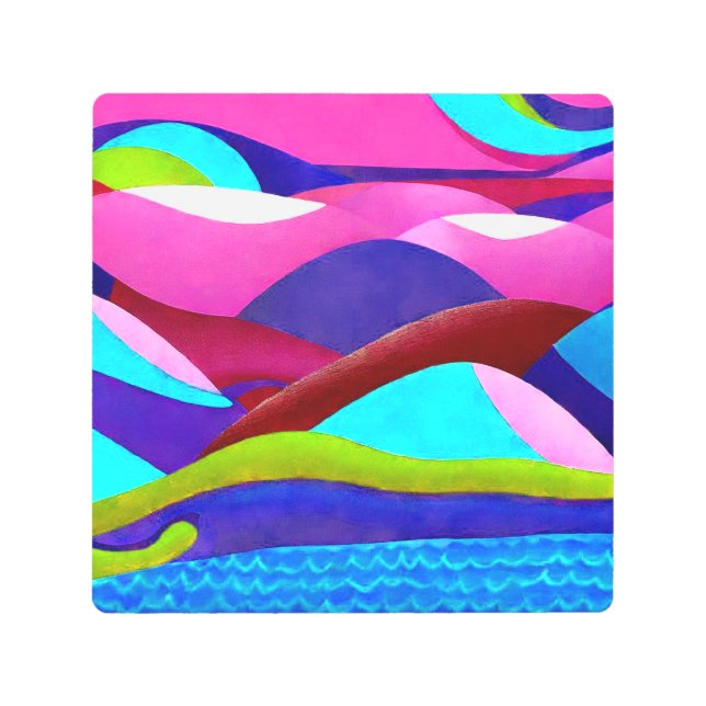 Colorful Ocean Hills Metal Print (Front)