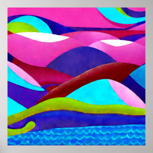 Colorful Ocean Hills Poster