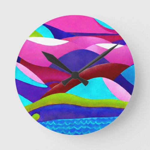 Colorful Ocean Hills Round Clock