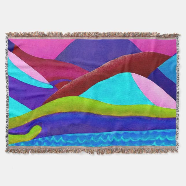 Colorful Ocean Hills Throw Blanket (Front)
