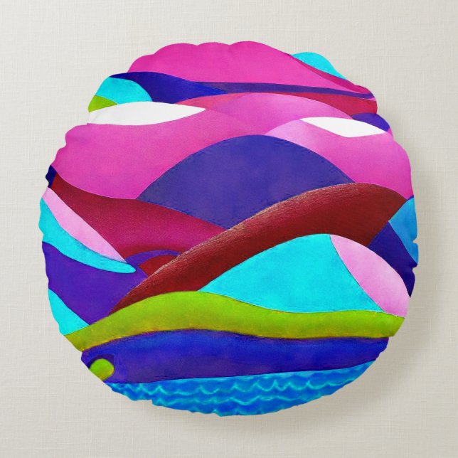 Colorful Ocean Hills Throw Pillow (Front)