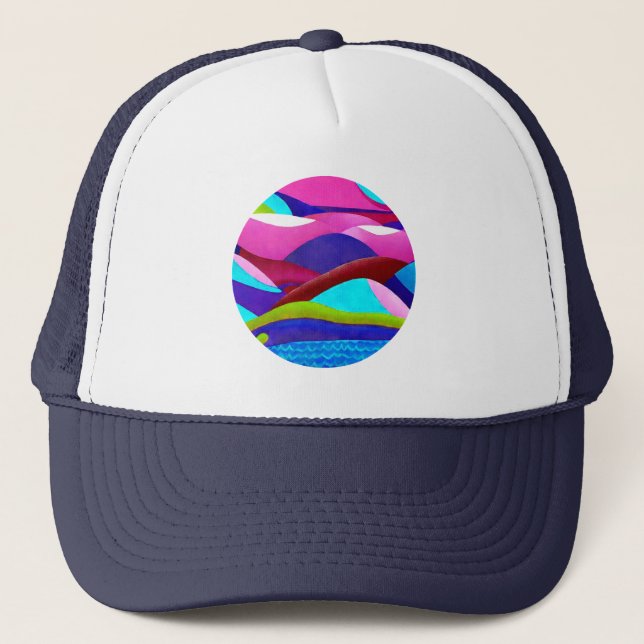 Colorful Ocean Hills Trucker Hat (Front)