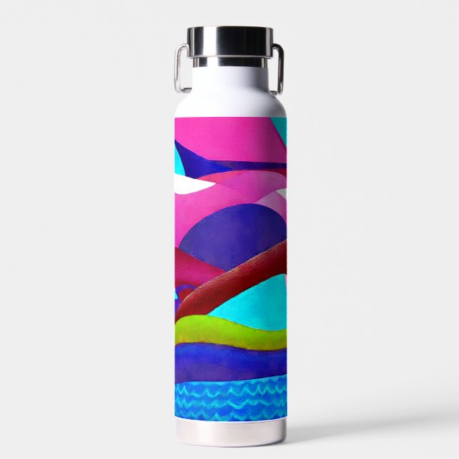 Colorful Ocean Hills Water Bottle (Front)