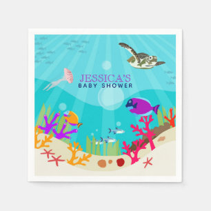 Colorful Ocean Sea Animals Baby Shower Napkins