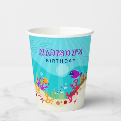 Colorful Ocean Sea Animals Kids Birthday Paper Cups