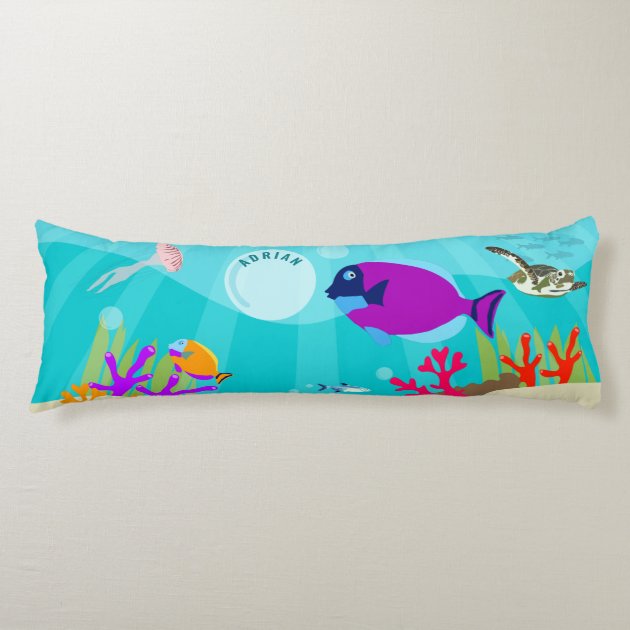 Colorful Ocean Sea Animals Kids Name Body Pillow Zazzle