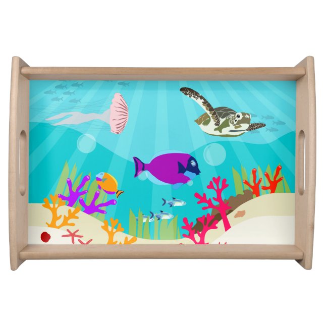 Colorful Ocean Sea Animals Kids Serving Tray (Front)