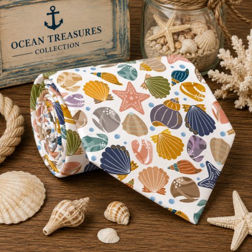 Colorful Ocean Sea Animals Pattern Neck Tie