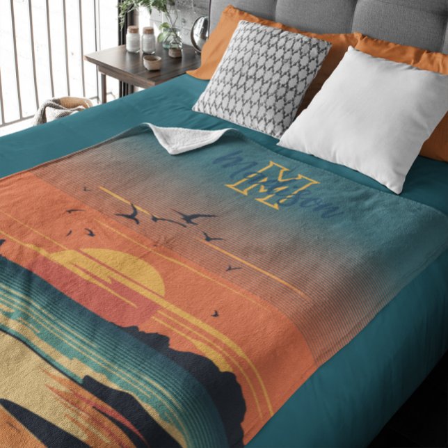 Colorful Ocean Sunset Fleece Blanket (Creator Uploaded)