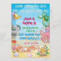 Colorful Ocean Under The Sea Birthday Invitation