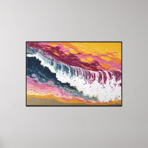 Colorful Ocean Wave at Sunset Abstract Wall Art