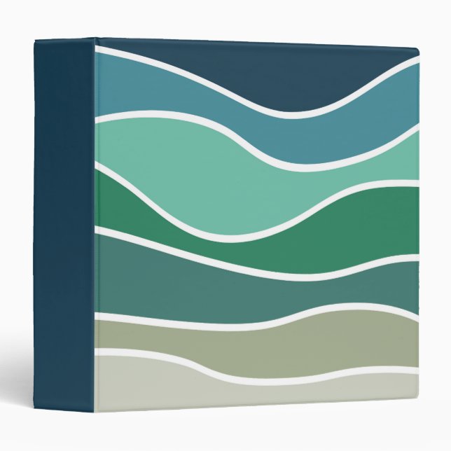 Colorful ocean waves 3 ring binder (Front/Spine)