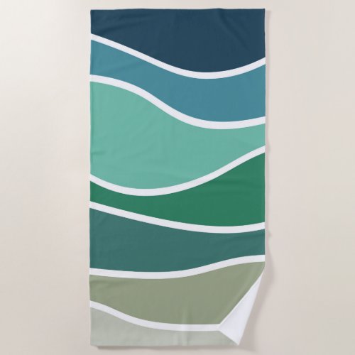 Colorful ocean waves beach towel