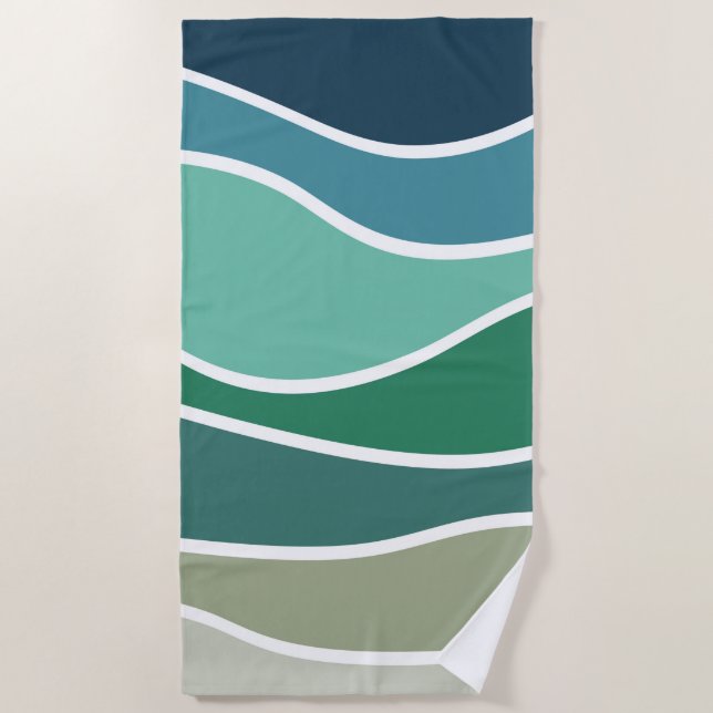 Colorful ocean waves beach towel (Front)