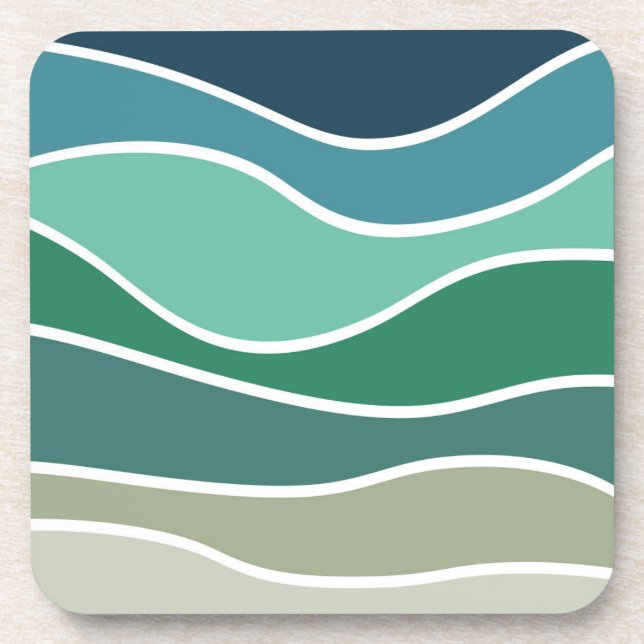 Colorful ocean waves beverage coaster (Front)