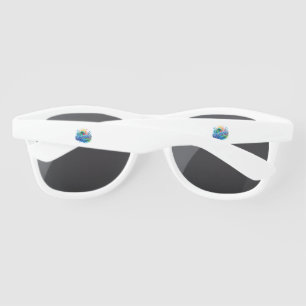 Colorful Ocean Waves Blue Glitter Sunshine Beach V Sunglasses