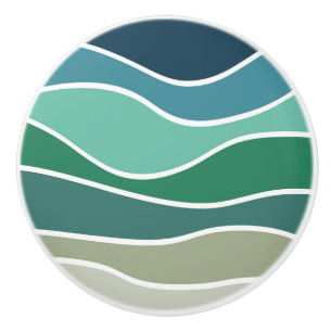 Colorful ocean waves ceramic knob