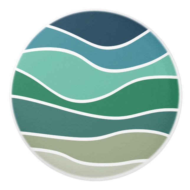 Colorful ocean waves ceramic knob (Front)