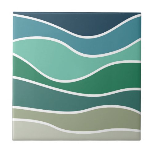 Colorful ocean waves ceramic tile