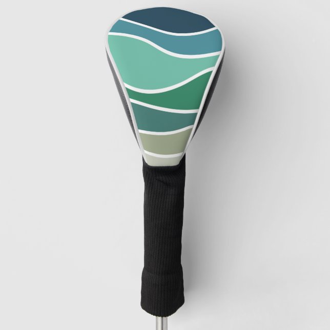 Colorful ocean waves golf head cover (Front)