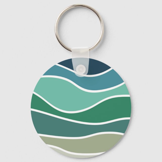 Colorful ocean waves keychain (Front)