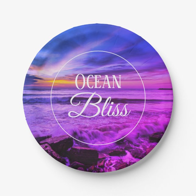 Colorful Ocean Waves Paper Plates (Front)