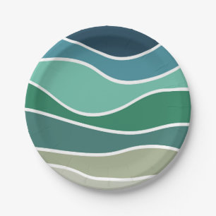 Colorful ocean waves paper plates