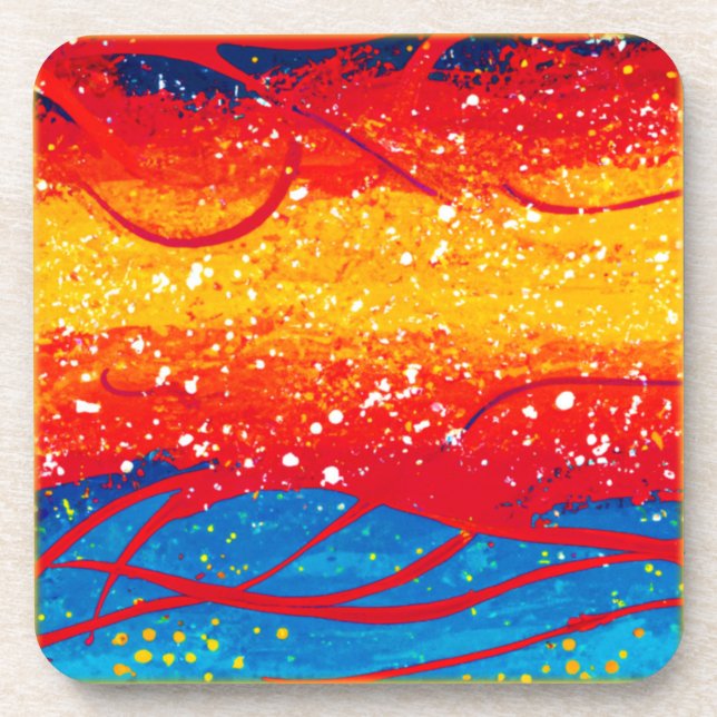 Colorful Ocean Waves Patterns. Buy Now Beverage Coaster (Front)