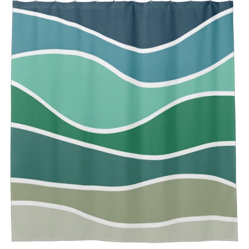 Colorful ocean waves shower curtain