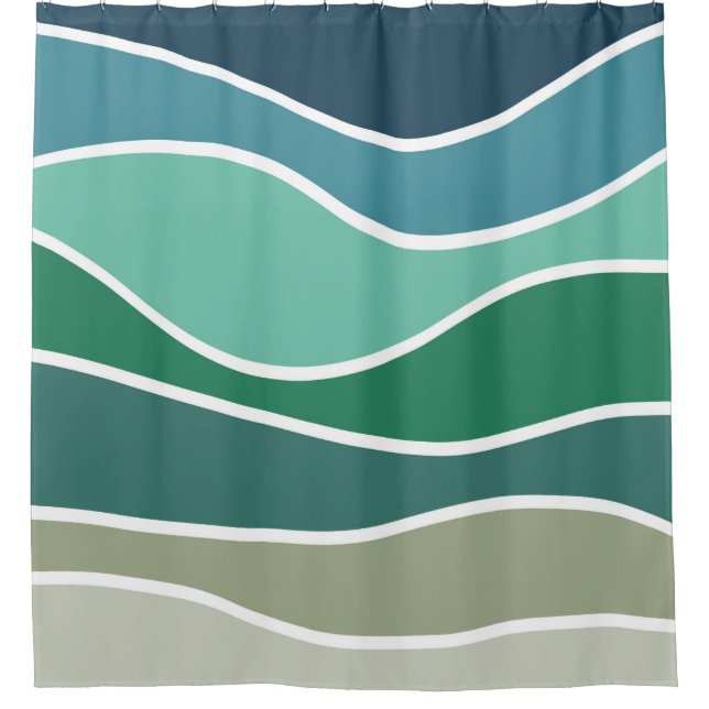 Colorful ocean waves shower curtain (Front)