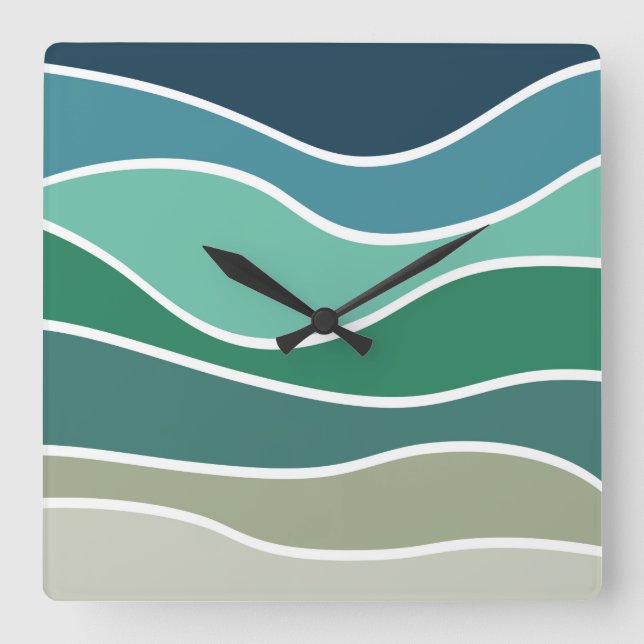 Colorful ocean waves square wall clock (Front)