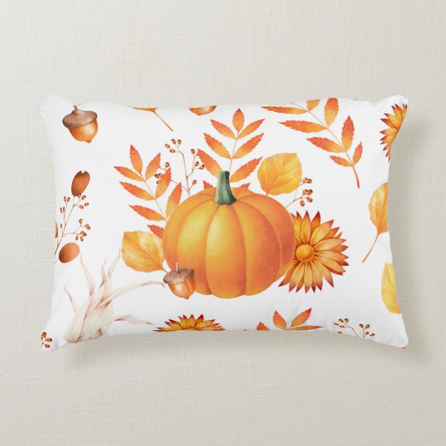 Colorful October Pumpkins Autumn Pattern Accent Pillow (Front)