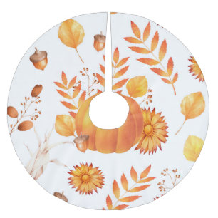 Colorful October Pumpkins Autumn Pattern Brushed Polyester Tree Skirt