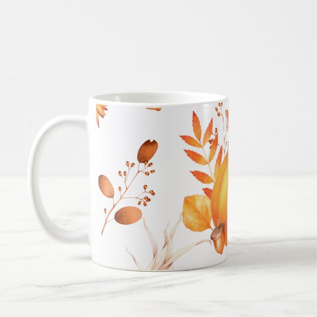 Colorful October Pumpkins Autumn Pattern Coffee Mug (Left)