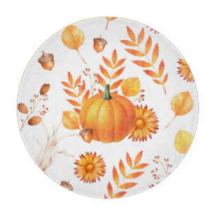 Colorful October Pumpkins Autumn Pattern Cutting Board