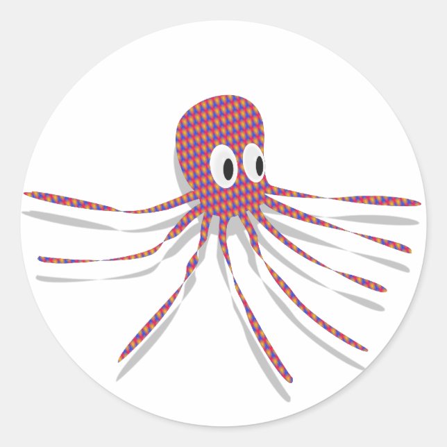 Colorful Octopus Classic Round Sticker (Front)