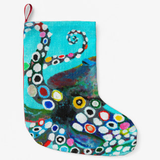 Colorful octopus hand drawn illustration painting small christmas stocking