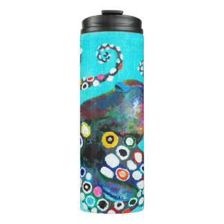 Colorful octopus hand drawn illustration painting thermal tumbler