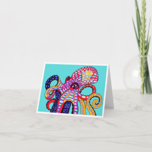 Colorful octopus notecard original art