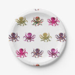 Colorful octopus pattern paper plates