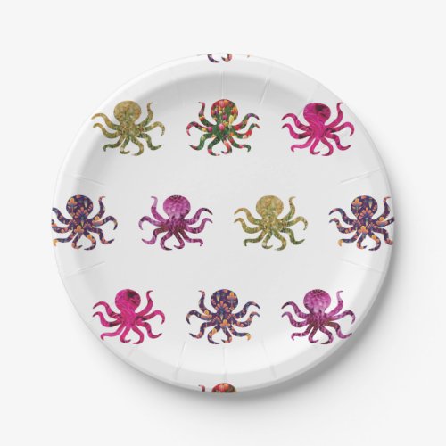 Colorful octopus pattern paper plates