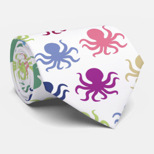 Colorful octopus pattern tie