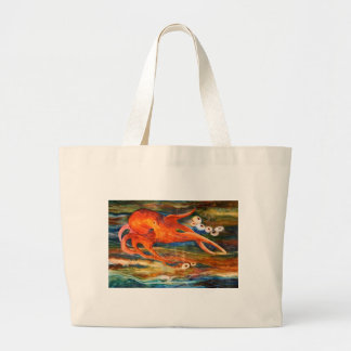 Colorful Octopus Scuba Diving Large Tote Bag