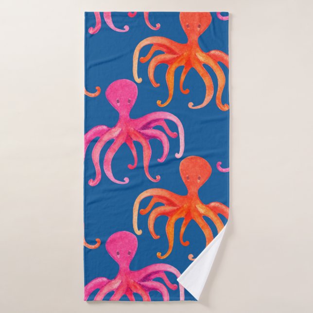 Colorful octopus seamless pattern bath towel (Bath Towel)