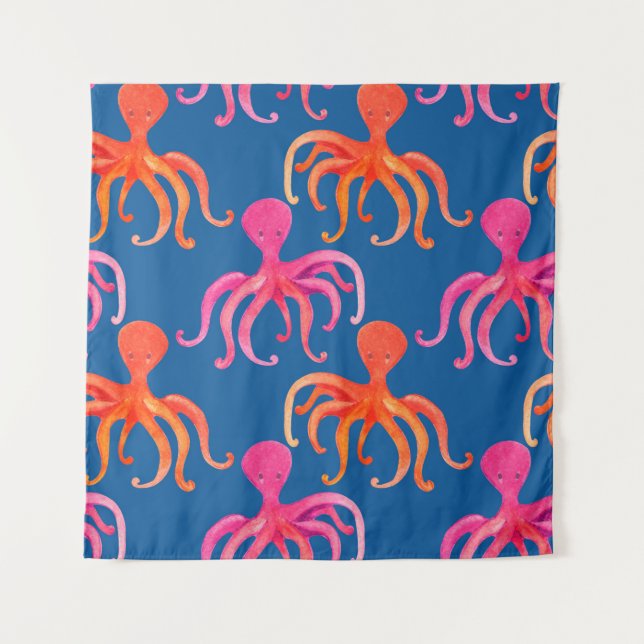 Colorful octopus seamless pattern tapestry (Front)