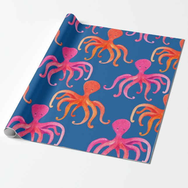 Colorful octopus seamless pattern wrapping paper (Unrolled)