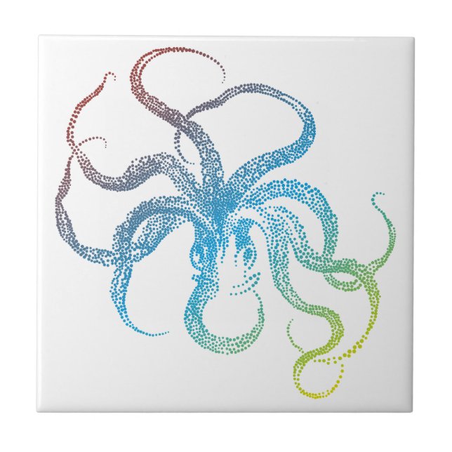 colorful octopus silhouette tile (Front)