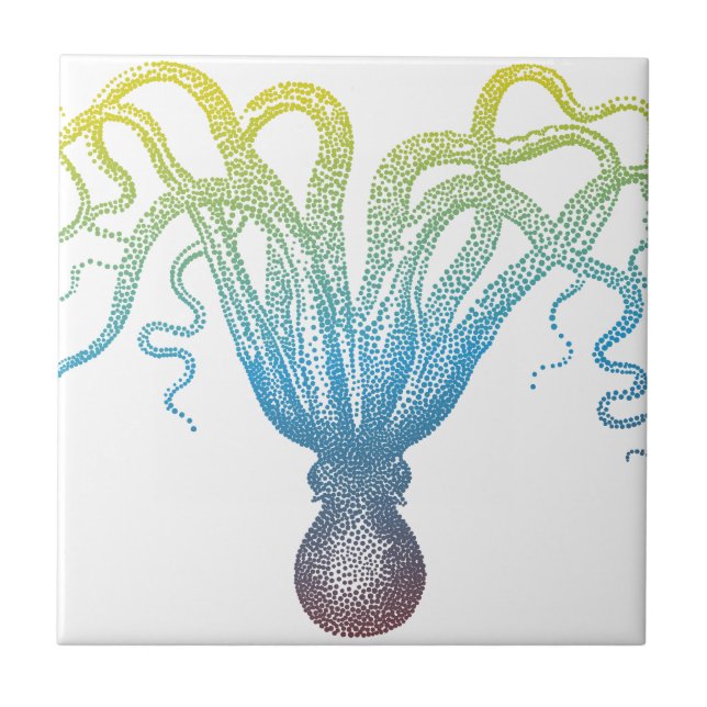 colorful octopus silhouette tile (Front)