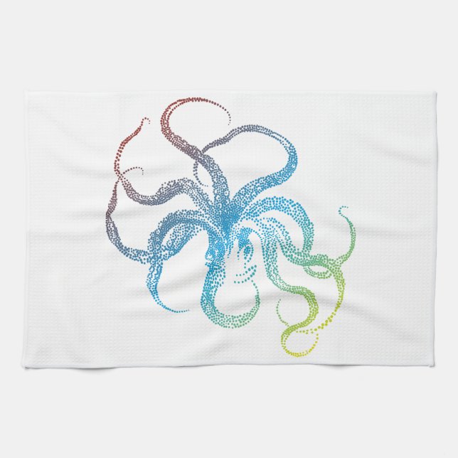 colorful octopus silhouette towel (Horizontal)